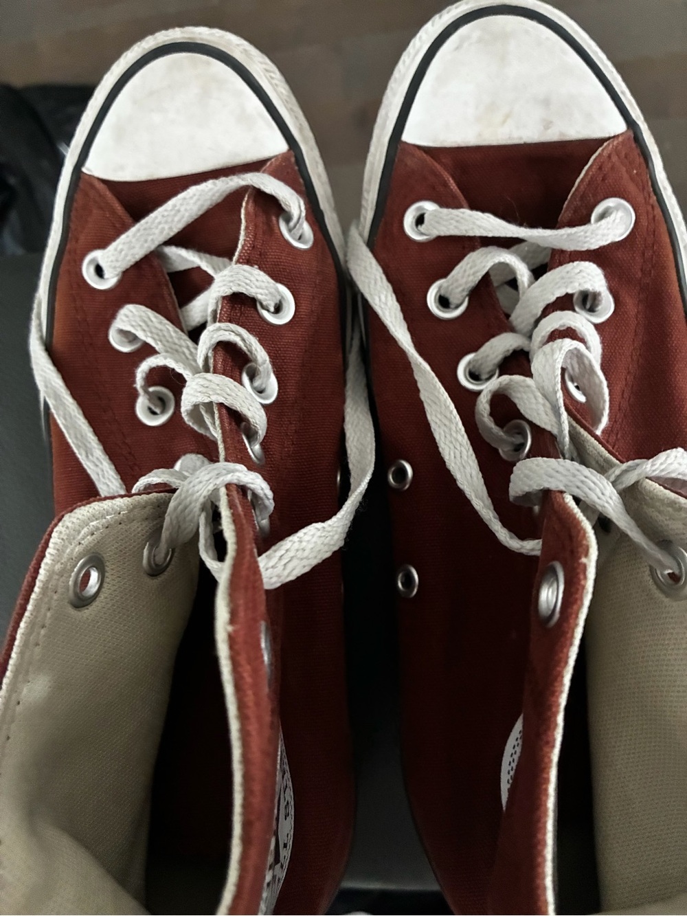 Converse Men's High-Top Sneakers in Rust Red with White Details
